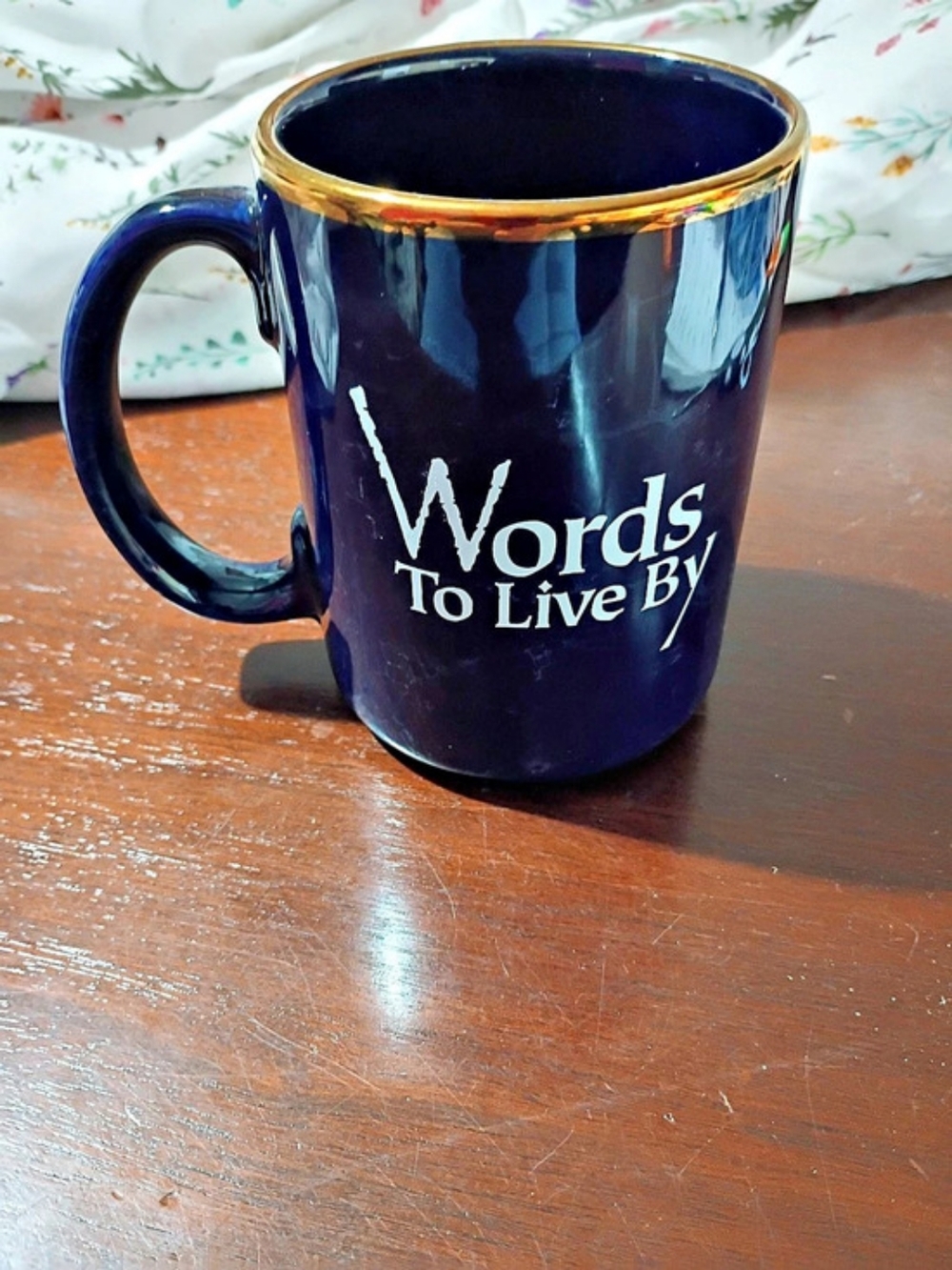 M Ware Words To Live By Blue Ceramic Mug